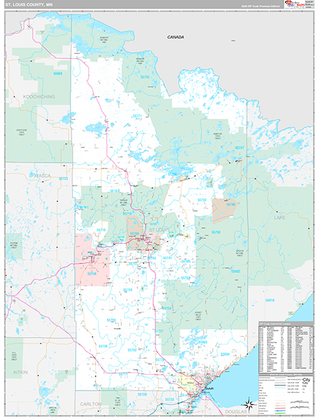 St. Louis County, MN Wall Map